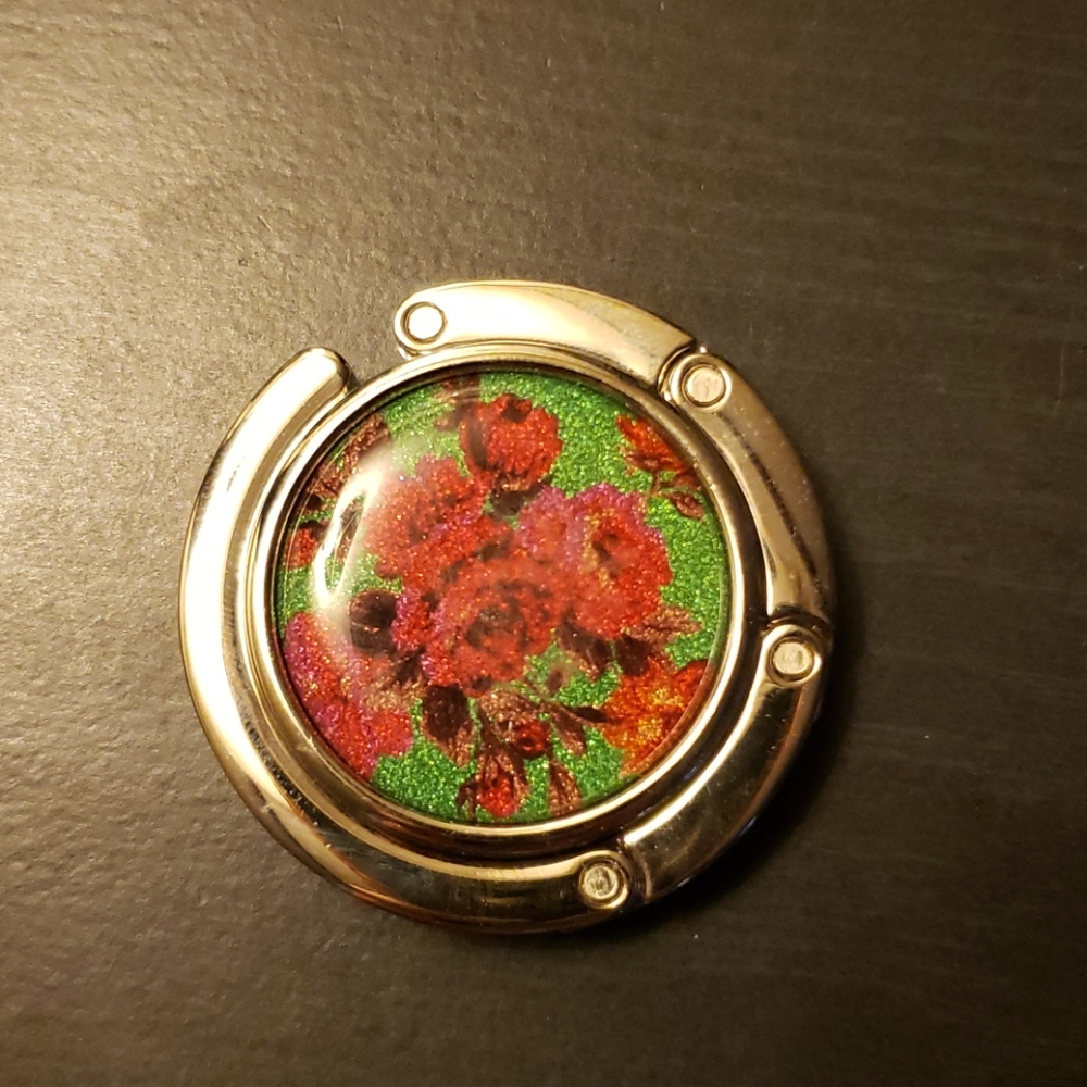 Vintage Glitter Rose Purse Holder